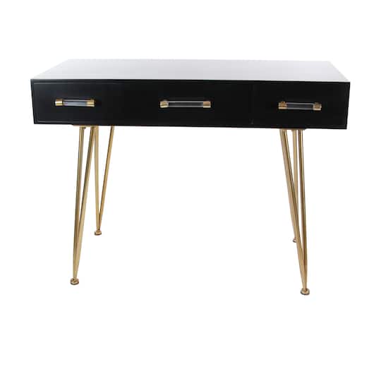 3 5ft Black Modern Wood Console Table, Black Modern Console Table With Drawers